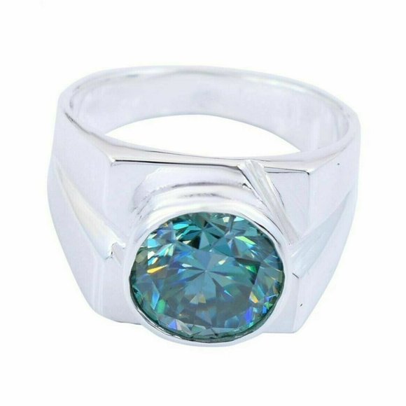 3.50 Ct Emerald Cut Aqua Blue Sapphire Engagement Ring  Sterling Silver Solitaire Blue Diamond Ring 3.50 C